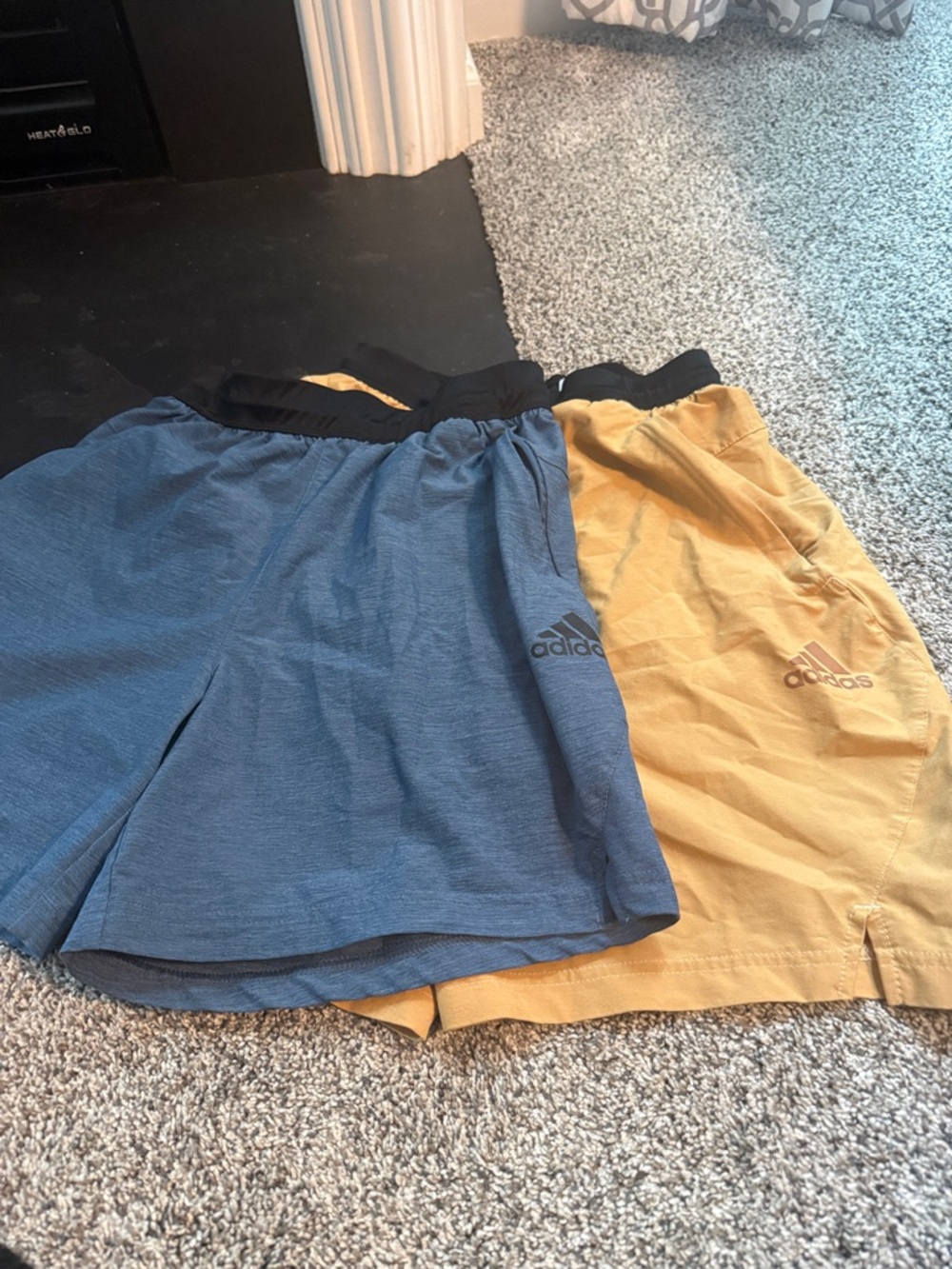 adidas mens 
Blue and Yellow Athletic Shorts Set